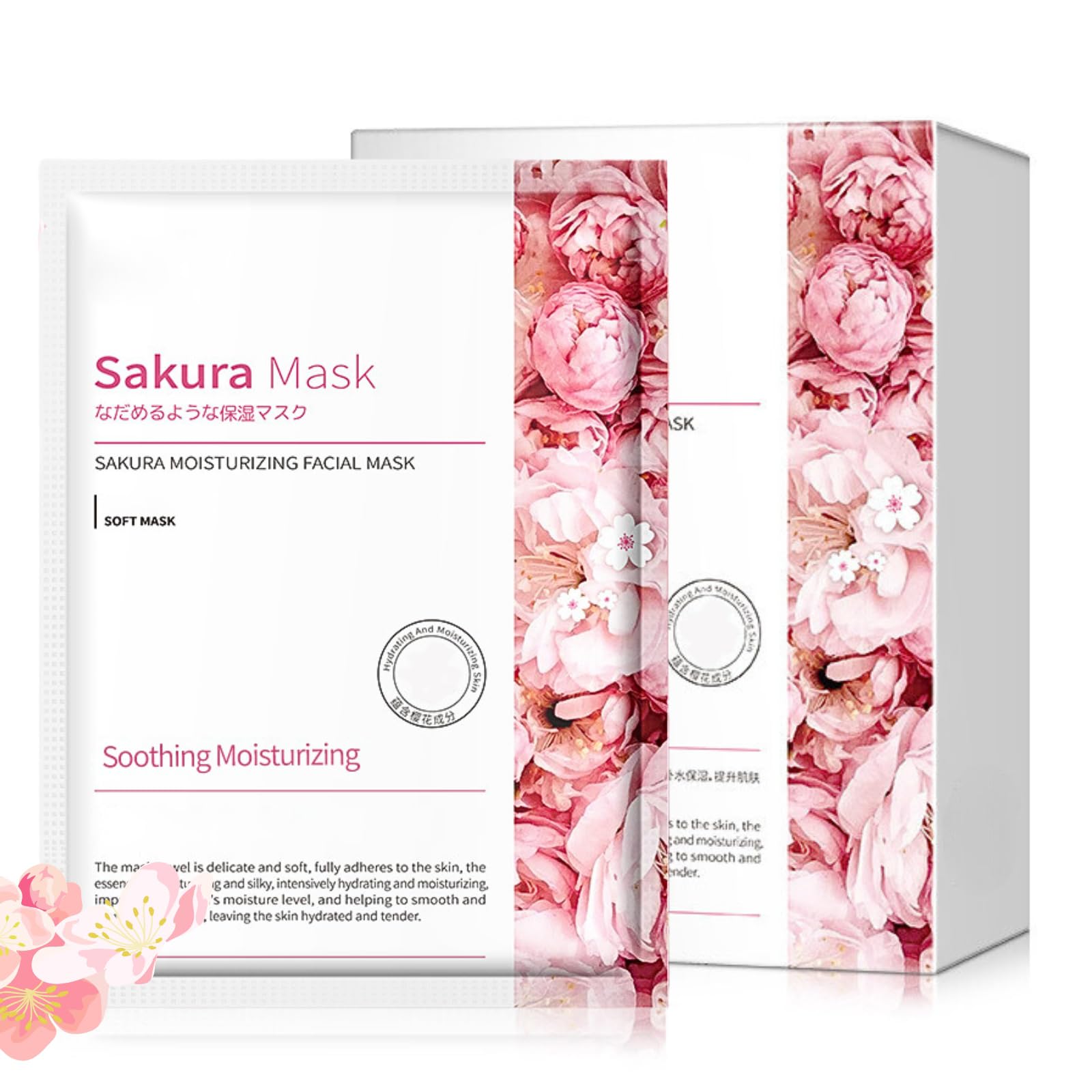 TrendyfaveSakura Face Mask, 10Pcs Sheet Mask, Moisturizing Face Masks Skincare, Hydrating Face Mask, Face Masks Beauty, Soothing, Smoothing, Rejuvenating, Self Care Gifts for Women