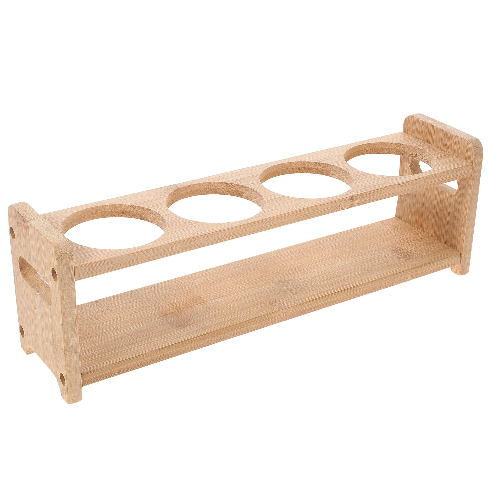GALPADA Wooden Seasoning Bottle Storage Rack Four-holes Wood for Restaurant