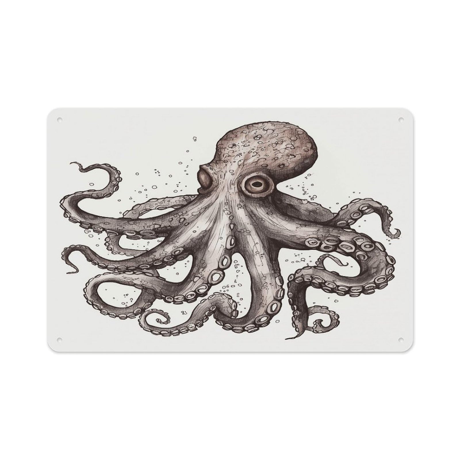 VstaDank Metal Aluminum Octopus Sign Wall Decor Vintage Metal Sign Plaque Boho Wall Hanging Decor Sublimation Picture Panel Personalized Plaque Poster 8x12in