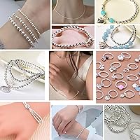 Vista 4 de Cuentas de plata de ley 925 genuinas para hacer joyas, 100 cuentas espaciadoras redondas lisas de 0.098 pulgadas para pulseras, collares
