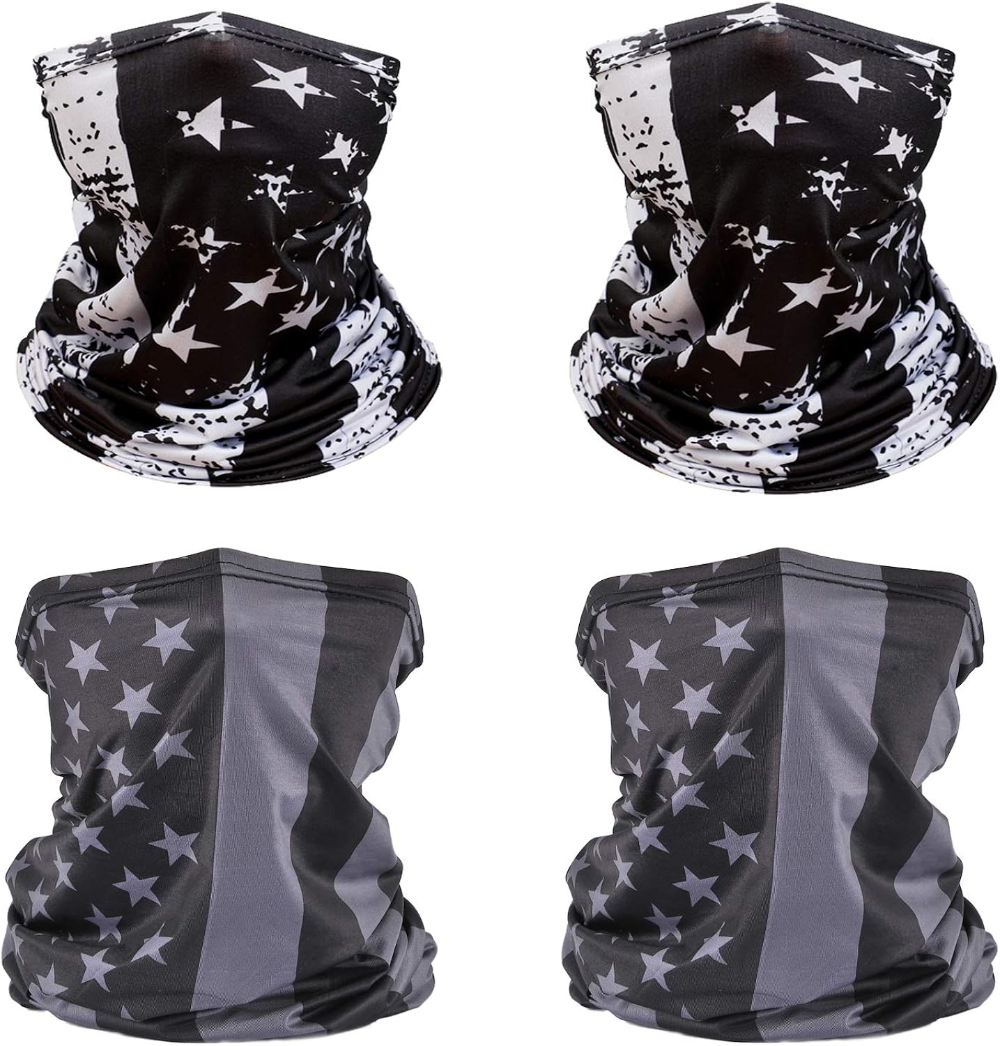 4 Pack American Flag Face Bandana Neck Gaiter Sun UV Protection Face Scarf Cover Balaclava for Running Hiking Fishing