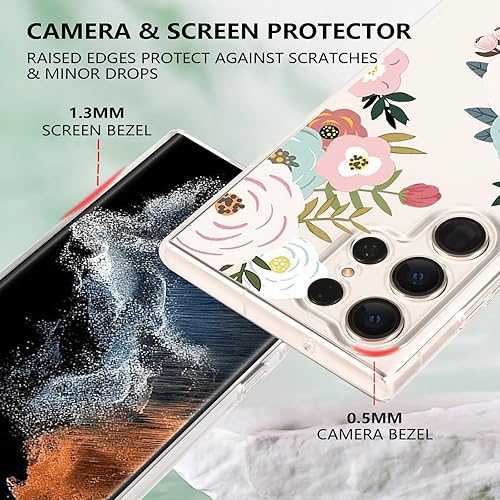Miniatura 4 de Funda ultra transparente para Samsung Galaxy S23 con diseño de flores, TPU suave y delgado, patrón floral, transparente, funda protectora para niñas