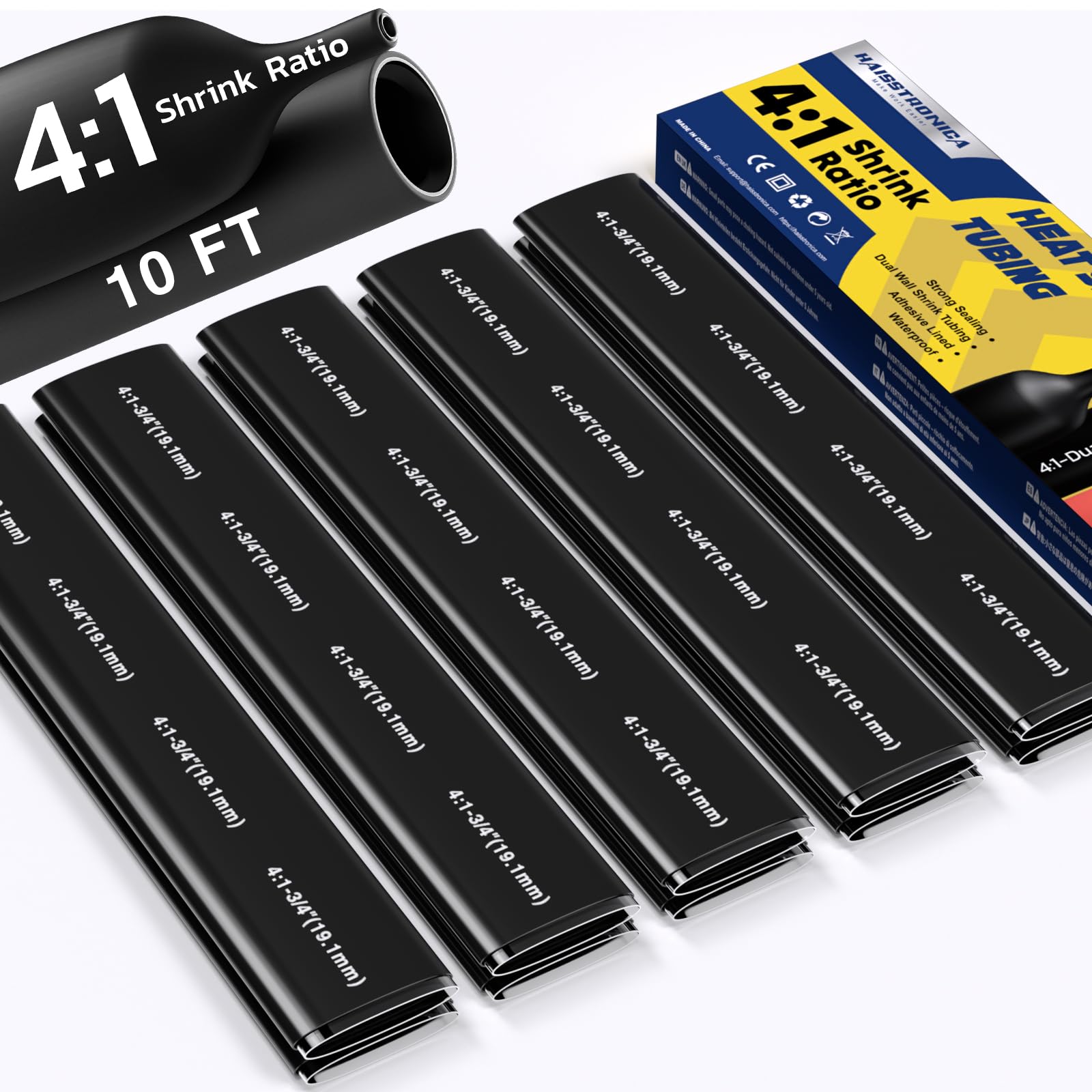 Haisstronica Heat Shrink Tubing Kit - 10ft 4:1 -8