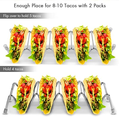 Miniatura 9 de Paquete de 2 soportes para tacos de acero inoxidable, soporte para tacos a prueba de óxido con capacidad para hasta 4-5 tacos cada soporte para
