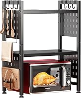Vista 12 de Kitstorack Estante ajustable para horno de microondas, estante para microondas resistente de 2 niveles con tablas de cortar, soporte para estantes