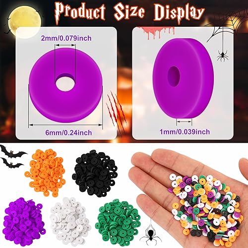 Miniatura 2 de Augshy 4200 cuentas de arcilla de colores retro, de vinilo, Heishi, planas, redondas, espaciadores de polímero para hacer joyas, collares, pulseras