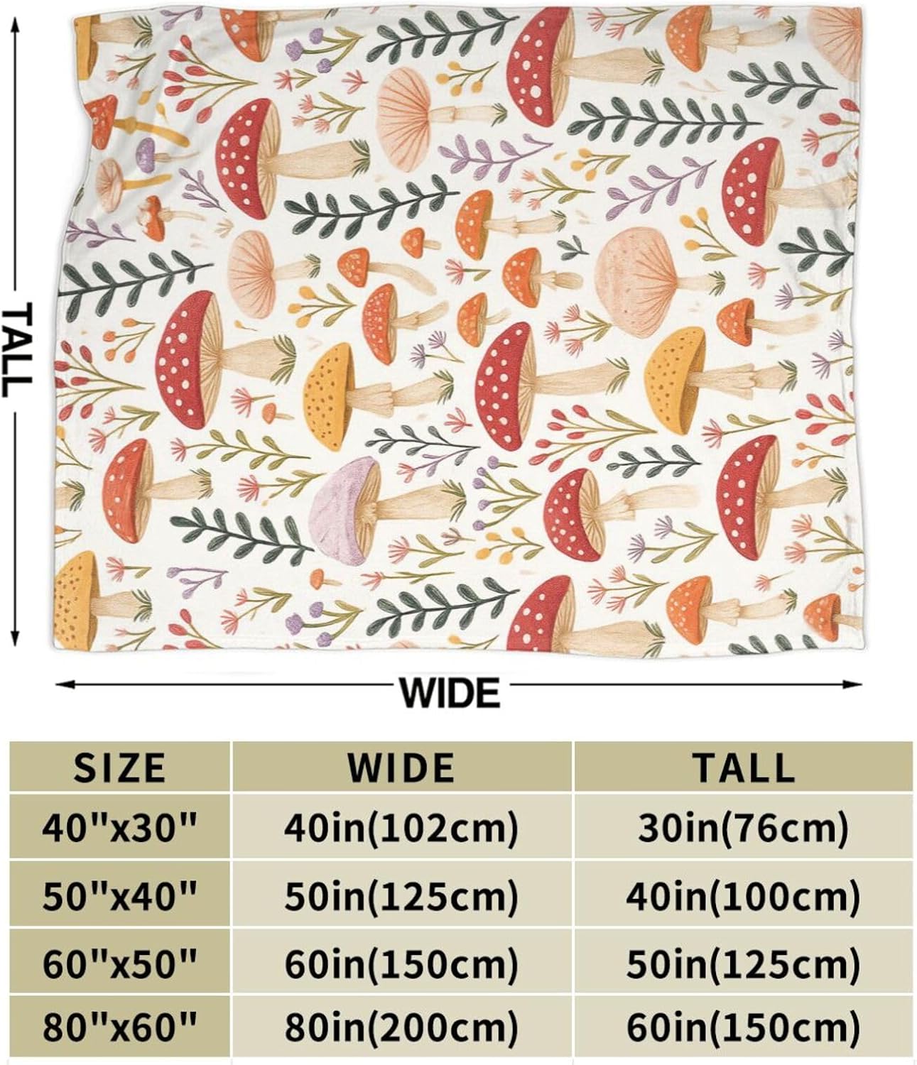 Mushroom Blanket Super Soft Warm Fluffy Fleece Flannel Throw Blanket Cozy Fuzzy Plush Stuff Bedding Blankets Gifts for Women Kids Boys Girls Adults 50"X40" - Image 8