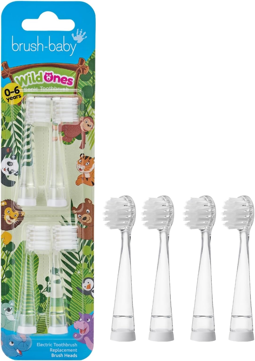 Brush-Baby WildOnes Replacement Brush Heads (for Ages 0-6 Years) Pack of 4