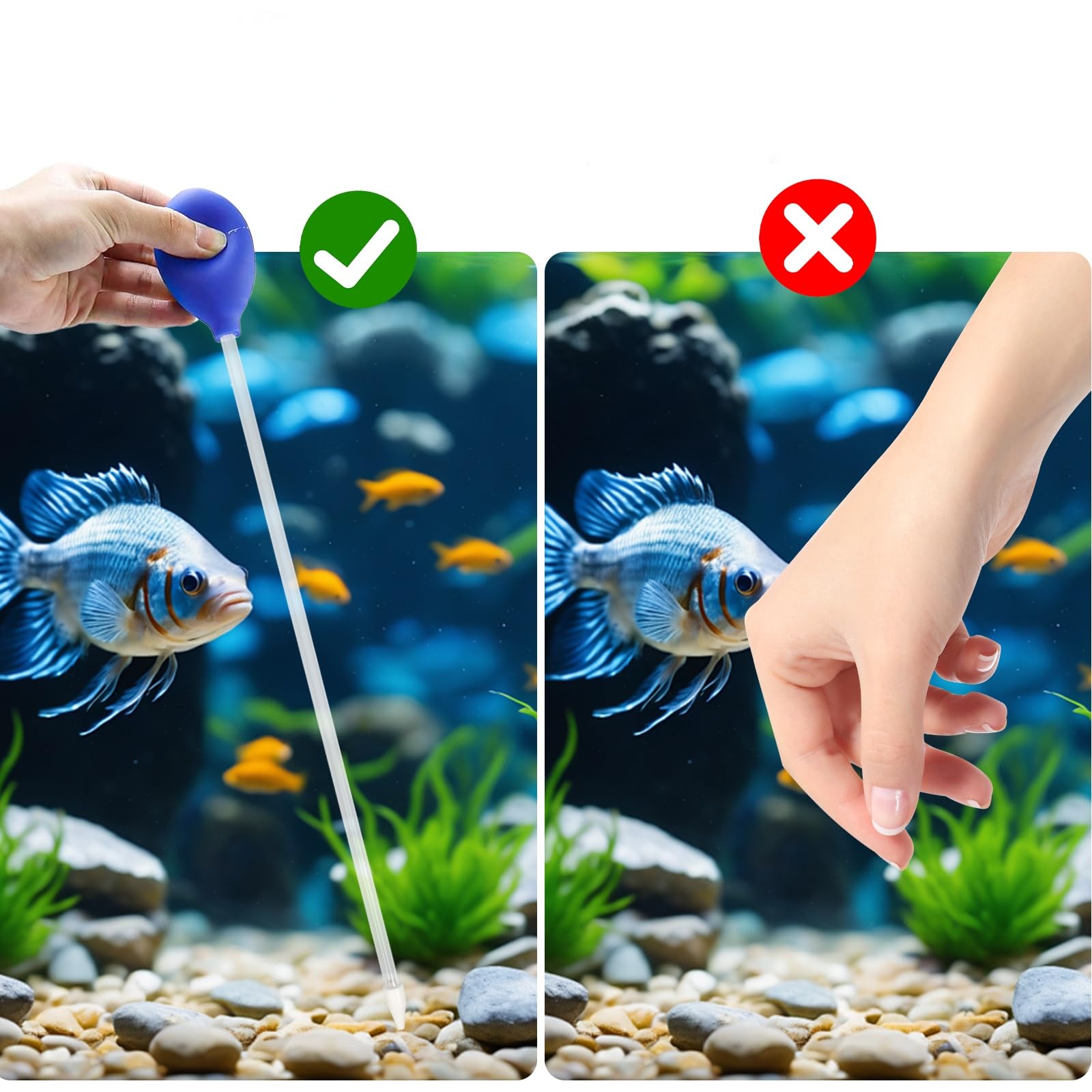 2 sztuki 40 cm syfon do akwarium, ręczna pompa wodna, koralowy podajnik, wielokrotnego użytku, zmiana wody do akwarium, akcesoria do akwarium do czyszczenia akwarium, zasilanie