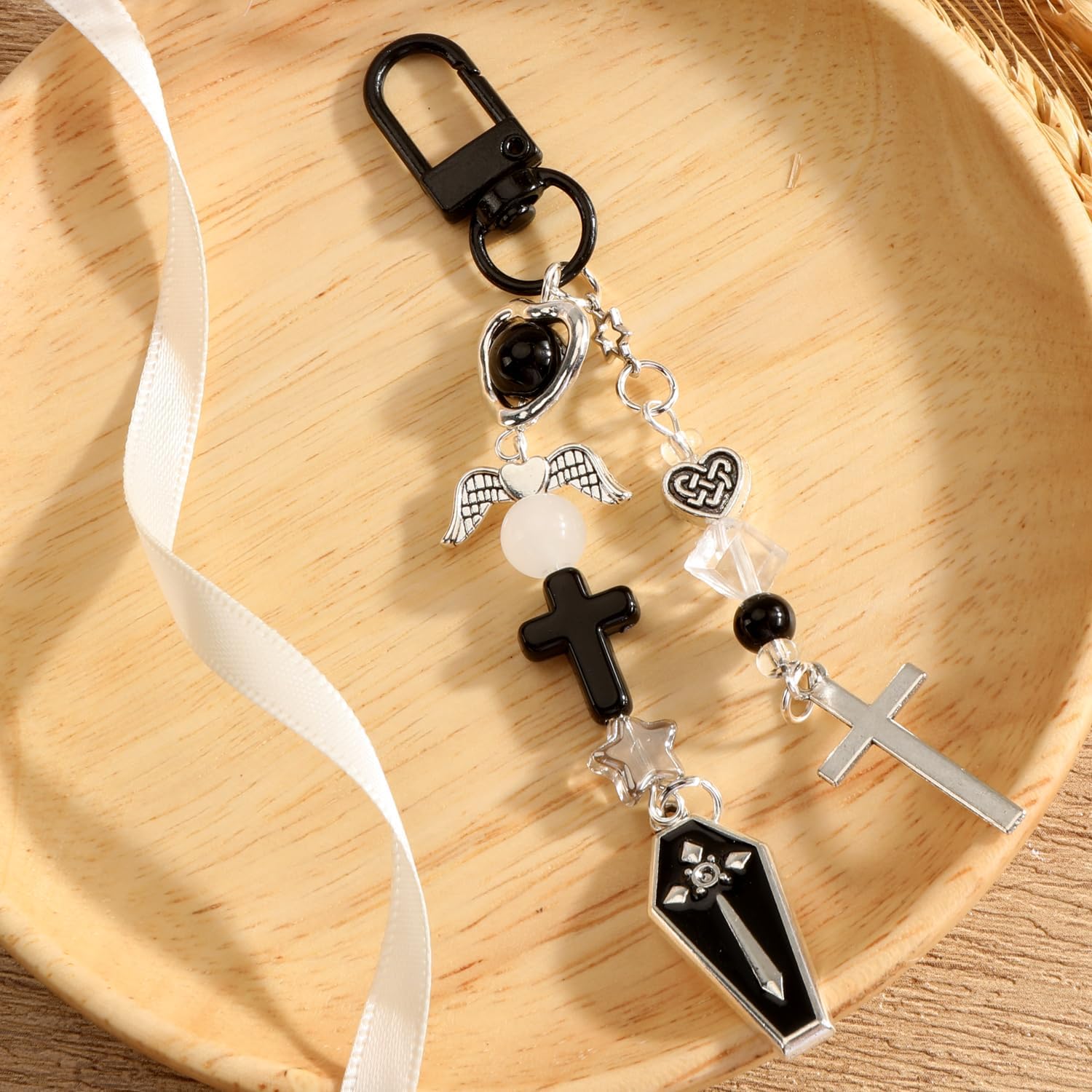 Cross Keychain Womens Gothic Coffin Keychain Dark Elegance Jewelry for Women Alternative Style Gift Idea image 3