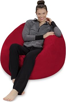 Sofa Sack Bean Bag Chair: 3' Memory Foam Furniture Bean Bag - Medium Sofa with Soft Micro Fiber Cover - Cherry Red