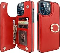 Vista 9 de ONETOP Funda tipo cartera para iPhone 13 Pro Max con soporte para tarjetas, anillo de rotación de 360°, función atril, bloqueo RFID, piel sintética