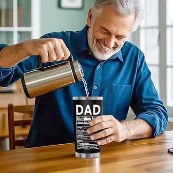 Erpotyl 20Oz Stainless Steel Tumbler for Dad - Indoor Outdoor Work Essentials Leakproof Camping Gym Office Cup with Lid and Straw Christmas Birthday Gifts for Men Stepdad Husband Daddy Uncle