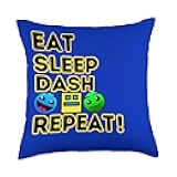 Eat Sleep Dash Repeat Video Game Geometry Video Gamer Throw Pillow