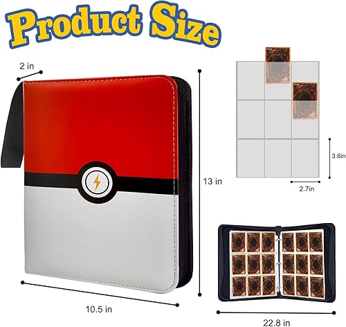 Miniatura 2 de Carpeta de tarjetas para tarjetas intercambiables, tarjetero con 9 bolsillos, 50 fundas extraíbles, 900 tarjetas con cremallera, carpetas portátiles