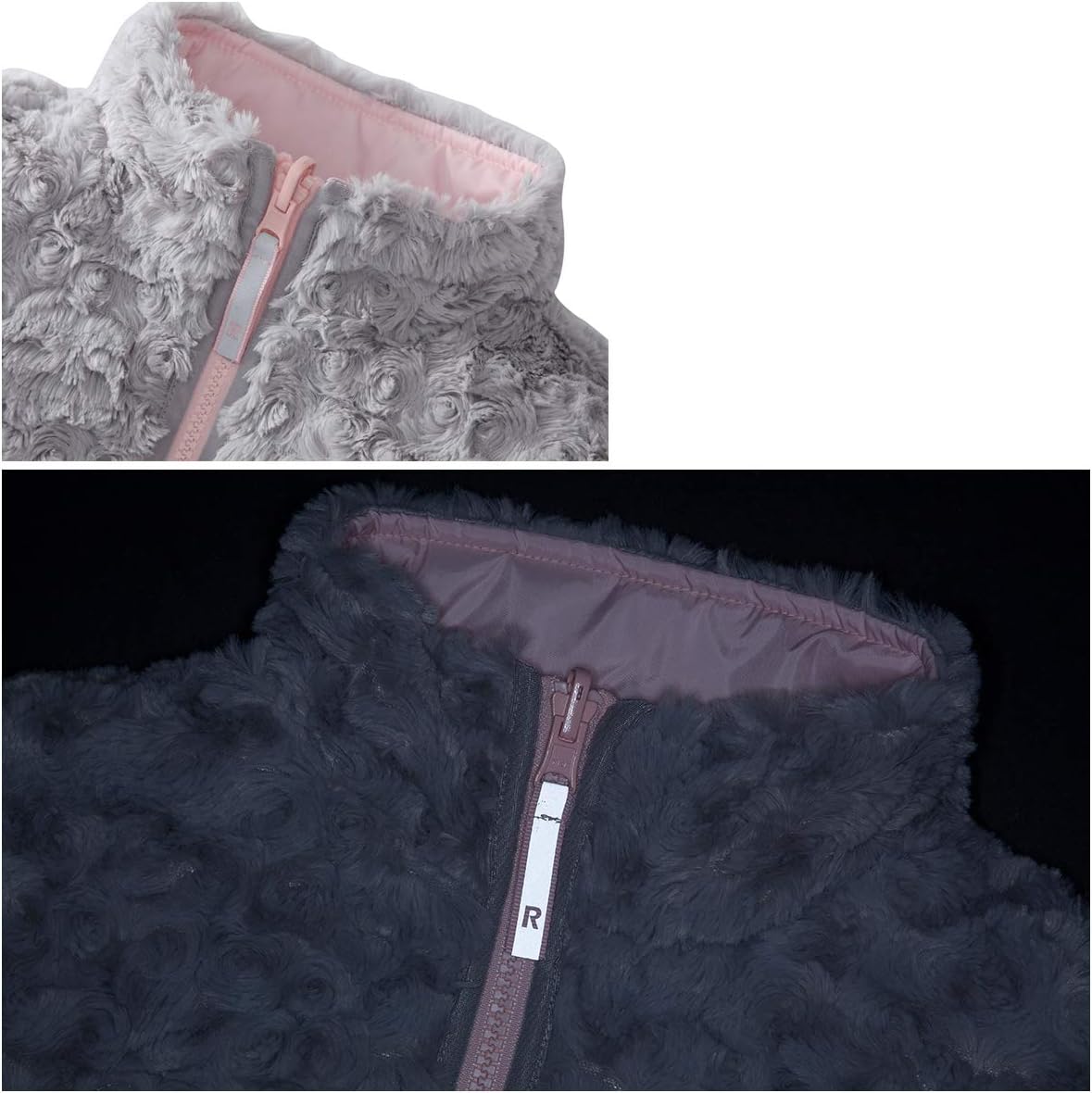 Rokka&Rolla Girls' Reversible Water-Resistant Teddy Sherpa Fleece Puffer Jacket Winter Coat - Image 6