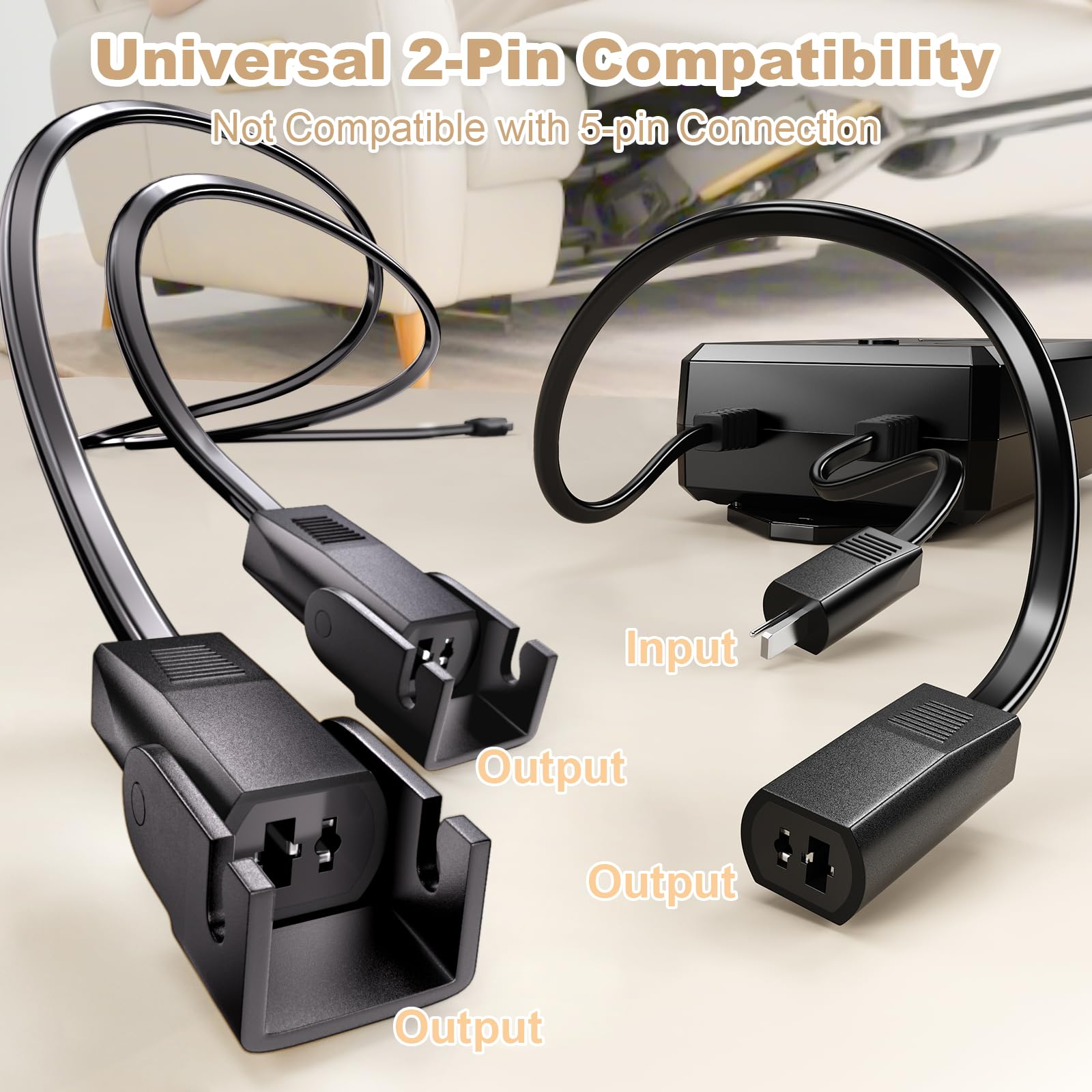 Batería recargable universal de 2500 mAh para muebles reclinables, batería de alimentación inalámbrica de 2 pines para sillón reclinable eléctrico, sofá eléctrico y silla elevadora