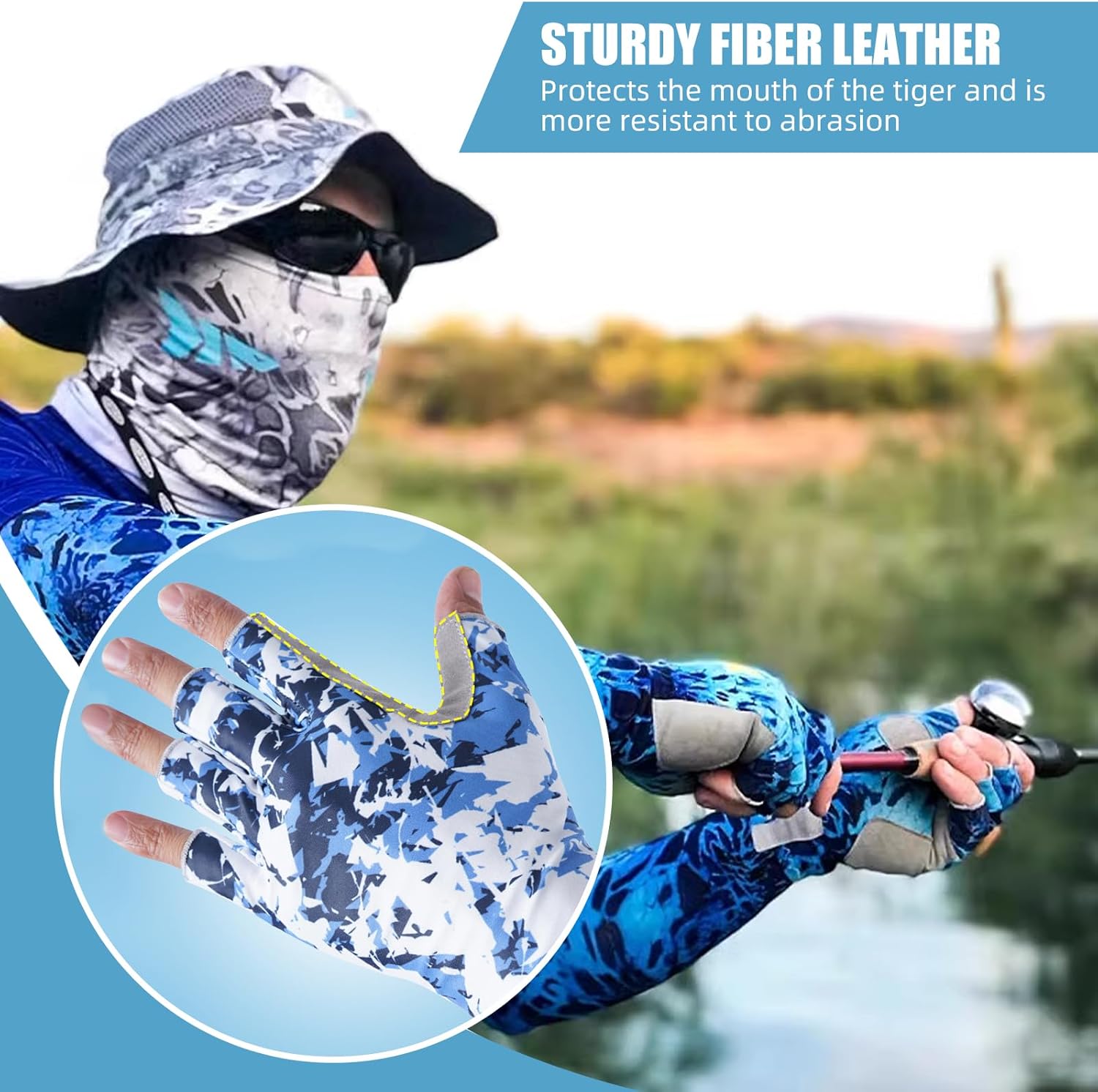 Fishing Gloves for Men Women, UPF50+ Fingerless Sun Protection Gloves, Durable and Ergonomic, for Kayaking, Rowing, Hunting, Paddling, Boating, Biking, Hunting, Driving - Image 7