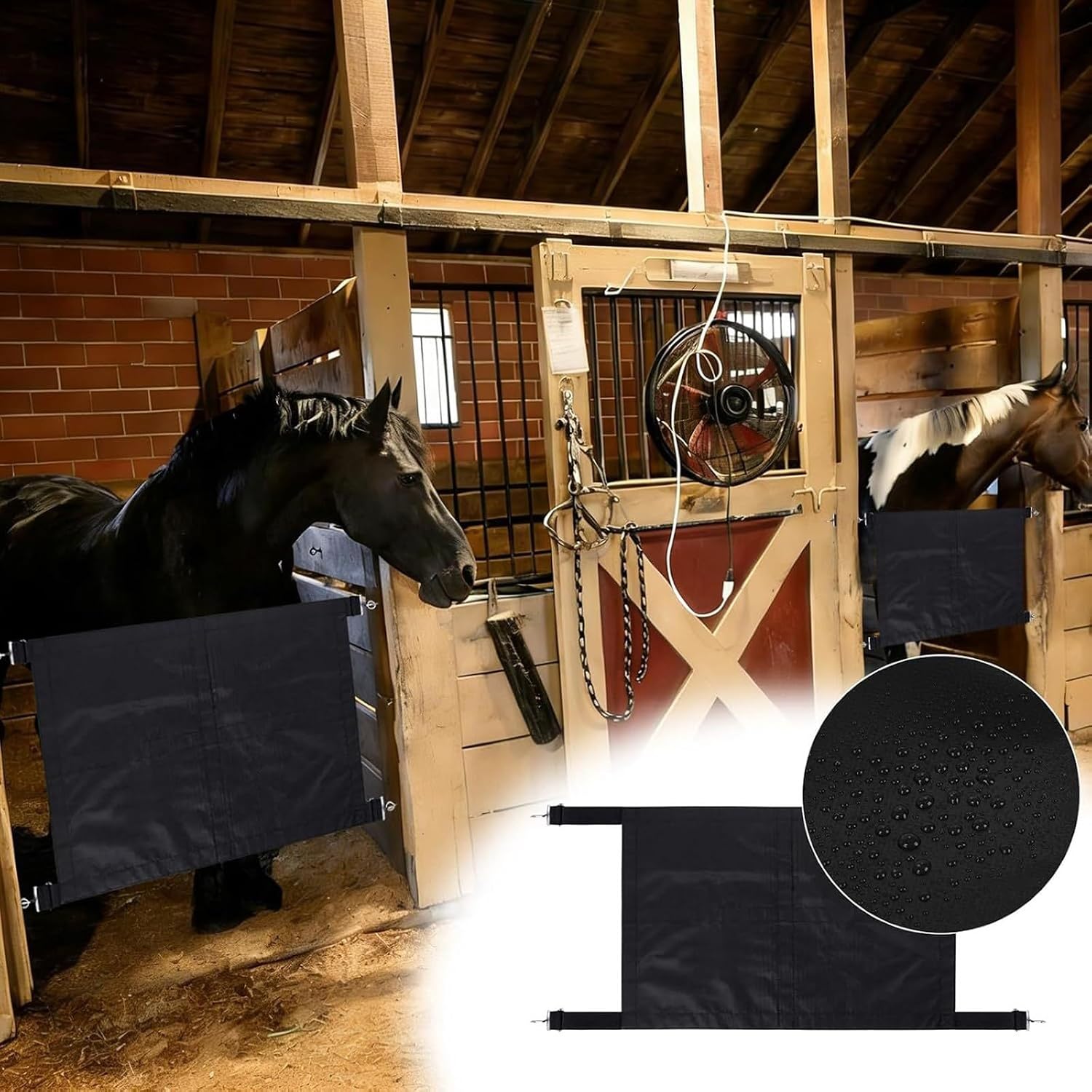 Premium Oxford Cloth Equine Stall Guard with Secure Straps for Controlled Movement and Air Circulation 68cm Width Ventilated Horse Fencing