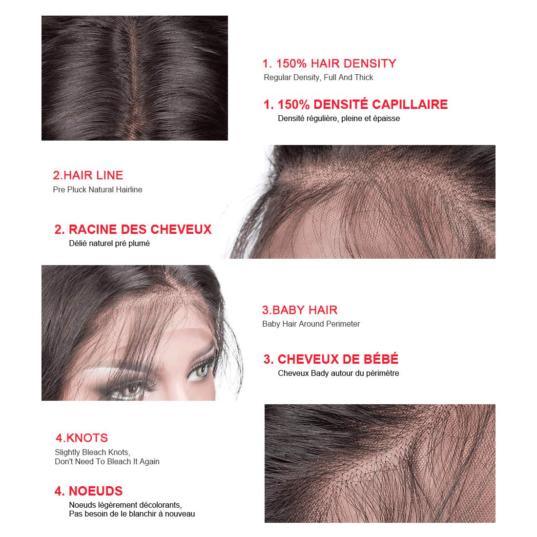Amazon Com Middle Part Lace Front Wigs Human Hair With Baby Hair Pre Plucked Bleached Knots 13x4x1 T Part Lace Front Wigs For Black Women 9a Brazilian Remy Virgin Hair 150 Density