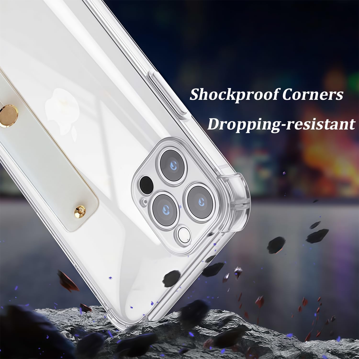 siduater Strap Case for 6.1" iPhone 15 Pro with Wristband Kickstand, Clear Soft TPU Protective Shockproof Bumper Rugged Cover, Adjustable Hand Grip Loop for iPhone 15 Pro 6.1 Inch, Crystal Clear - Image 5