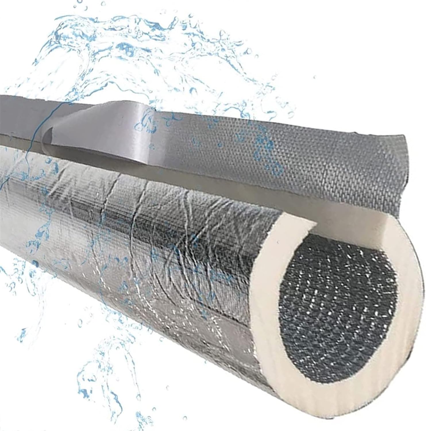 Pipe Insulation Polyethylene Pipe Aluminum Foil Cladding Anti-Freezing Insulation Pipe Fire and Flame Retardant Water Pipe Insulation Wrap(T20mm,ID165mm)