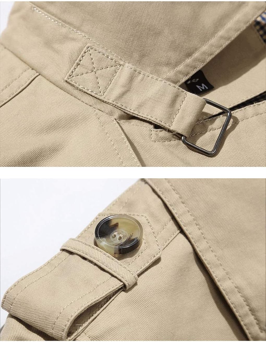 chouyatou Men's Slim Notched Collar Single Breasted Cotton Jacket Office Trench Coat at  Men’s Clothing store