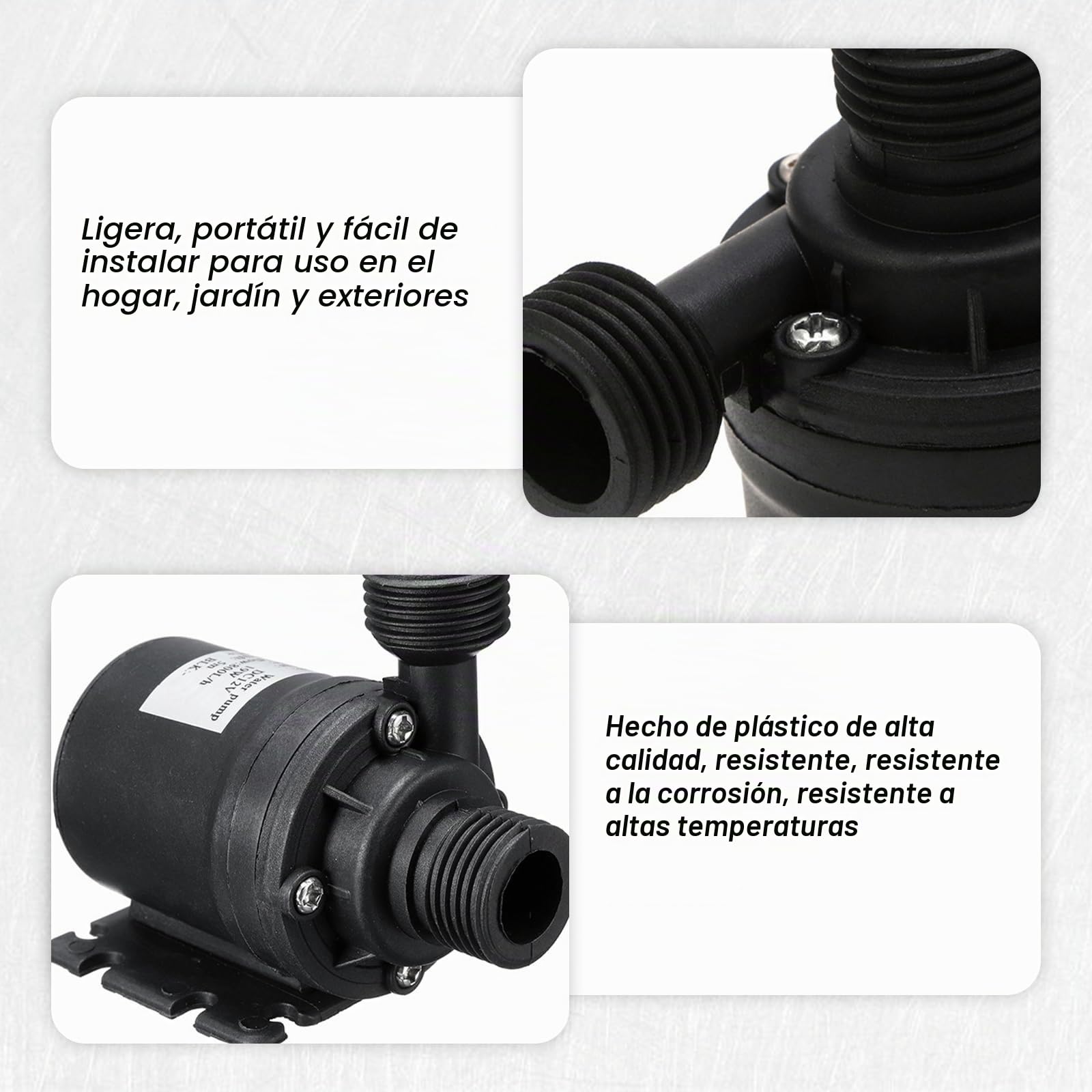 Bomba de agua de 12 V, bomba sumergible pequeña sin escobillas, bomba de agua 800 L/H 5 m para pozo, acuario, tanque de peces, sistema de circulación solar