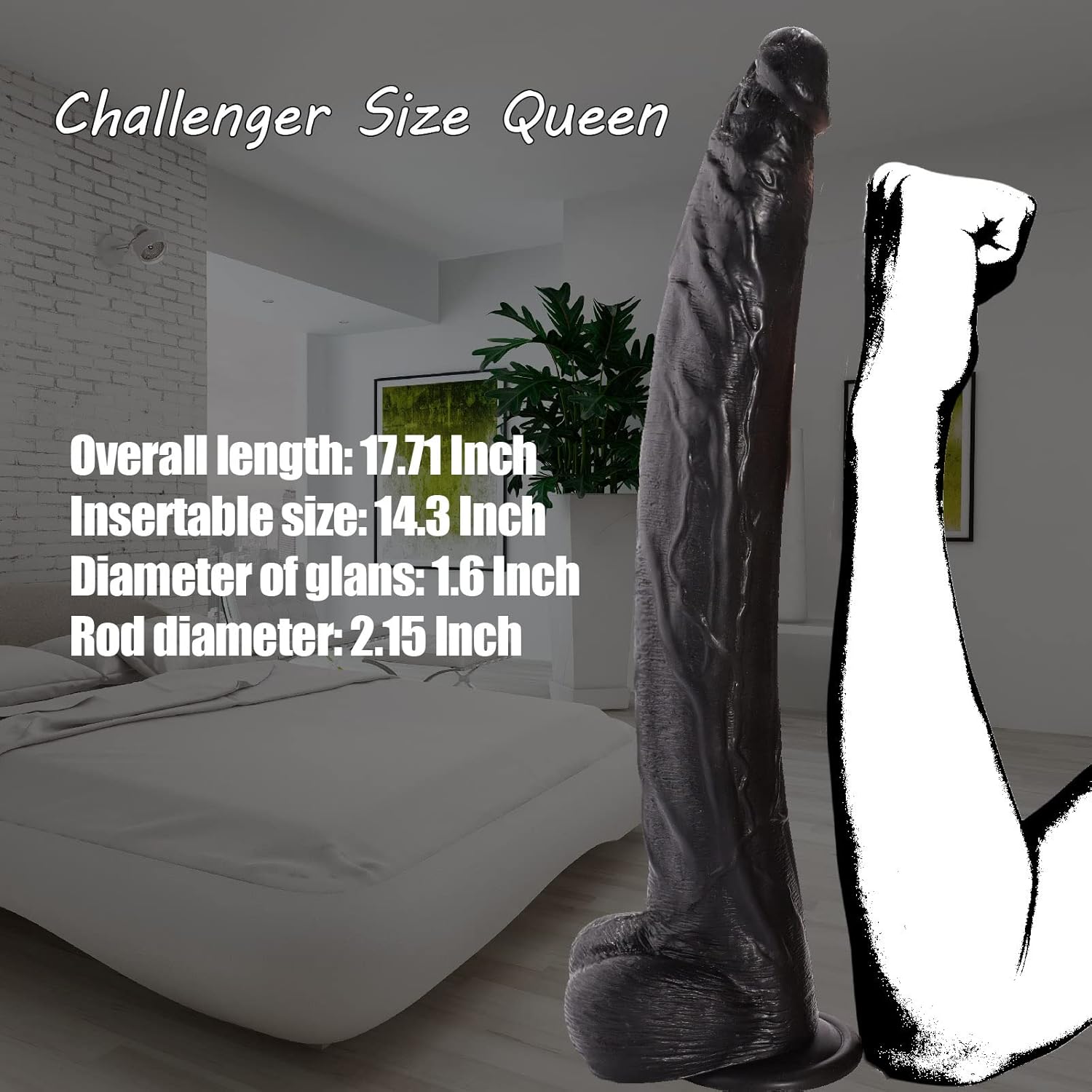 Realistic Dildos Feels Like Skin, Monster Dildo 17.5" Black Big Dildo with Suction Cup for Hands-Free Play, Big Horse Dildo Giant Anal Toy for Men, Body-Safe Material and Adult Sex Toys for Women