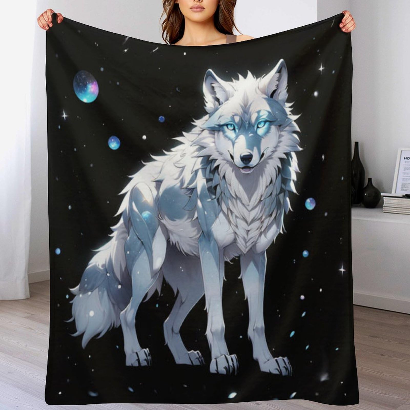 Couverture polaire loup douce et chaude pour vos soirées cocooning