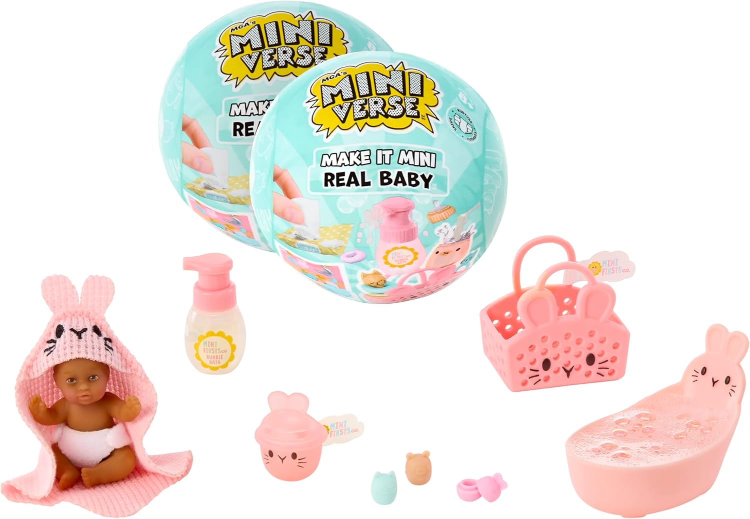 MGA's Miniverse Make It Mini Real Baby Nurture (2 Pack) - Blind Packaging, Baby Care Themed Mini Collectibles, 8 Styles Including Rare Twins, Collectors, 8+