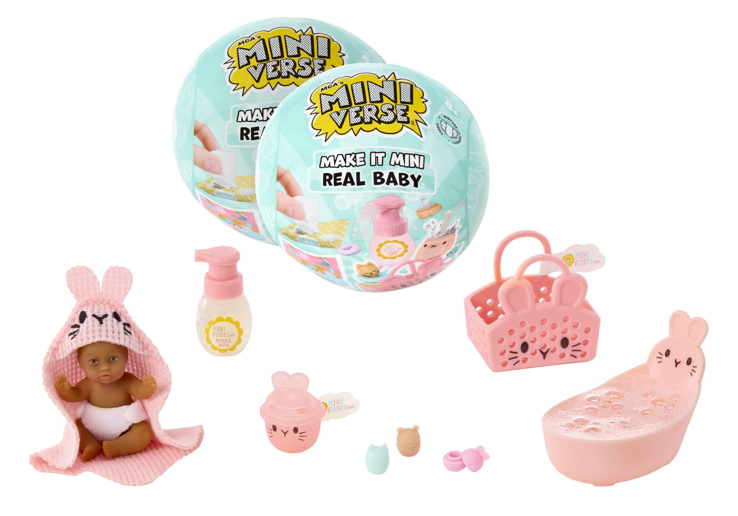 MGA’s Miniverse Make It Mini Real Baby Nurture 2 Pack - Baby Care-Themed Mini Collectables with Mini Babies and Accessories, 8 Styles to Collect, For Ages 8+