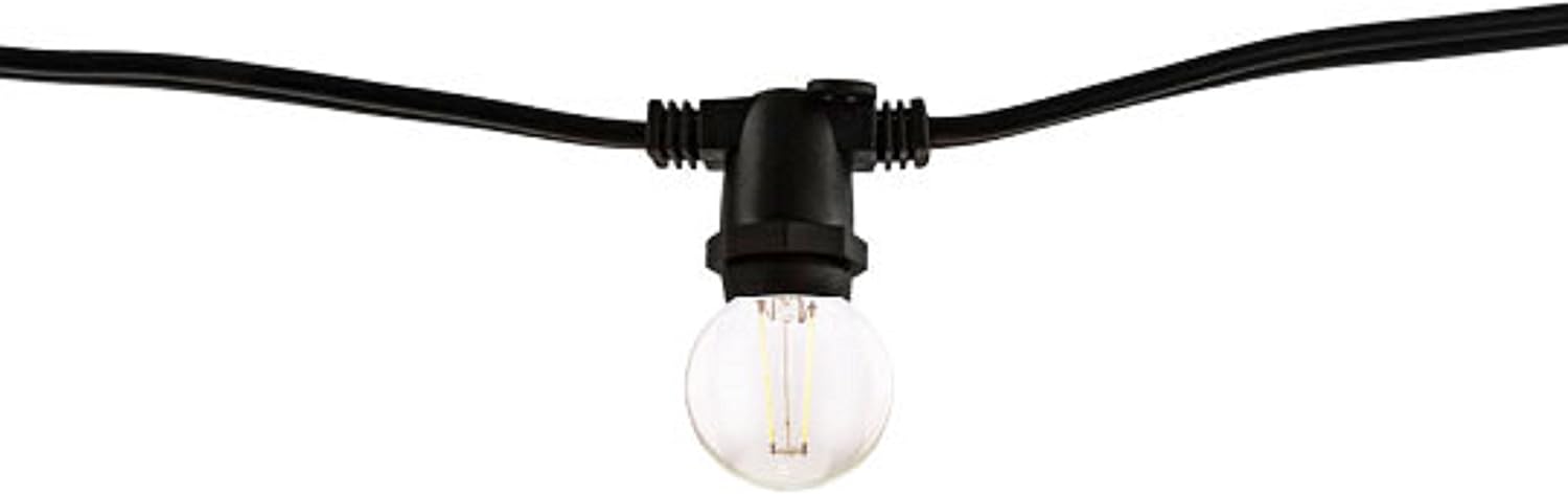 Bulbrite 14 ft, 10-Socket Decorative String Light Kit with Clear LED Filament (G16) Bulbs, 40 Watt Equivalent, Black