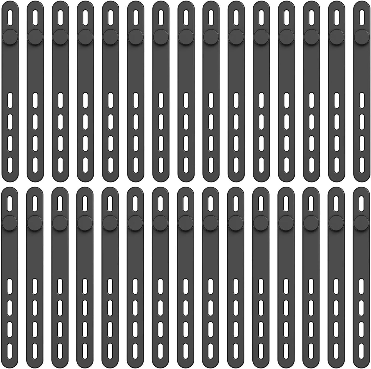 30Pcs Silicone Cable Straps Adjustable Cord Organizer for Home Office