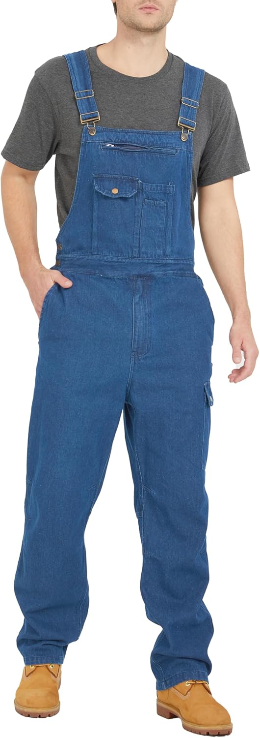 Ubon Denim Bib Overalls for Men Relaxed Fit Work Jeans Workwear