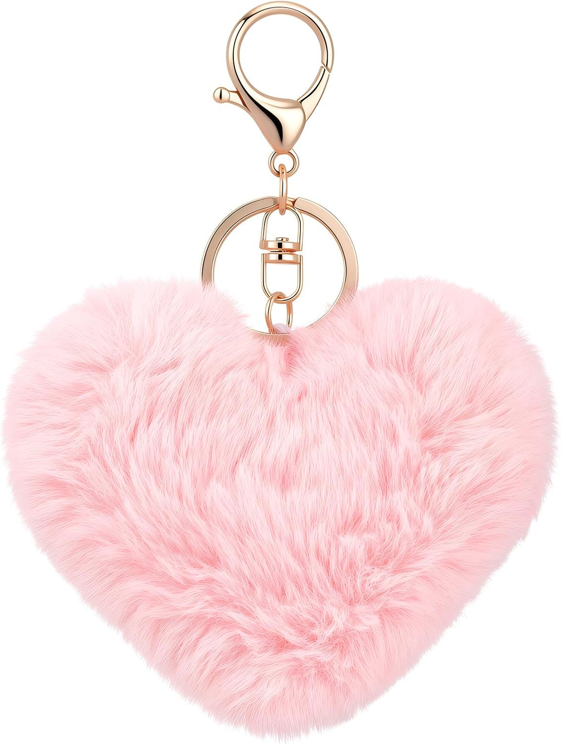 Plush Keychain, Pink Heart Keychain Bag Charm for Women