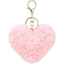 Plush Keychain, Pink Heart Keychain Bag Charm for Women