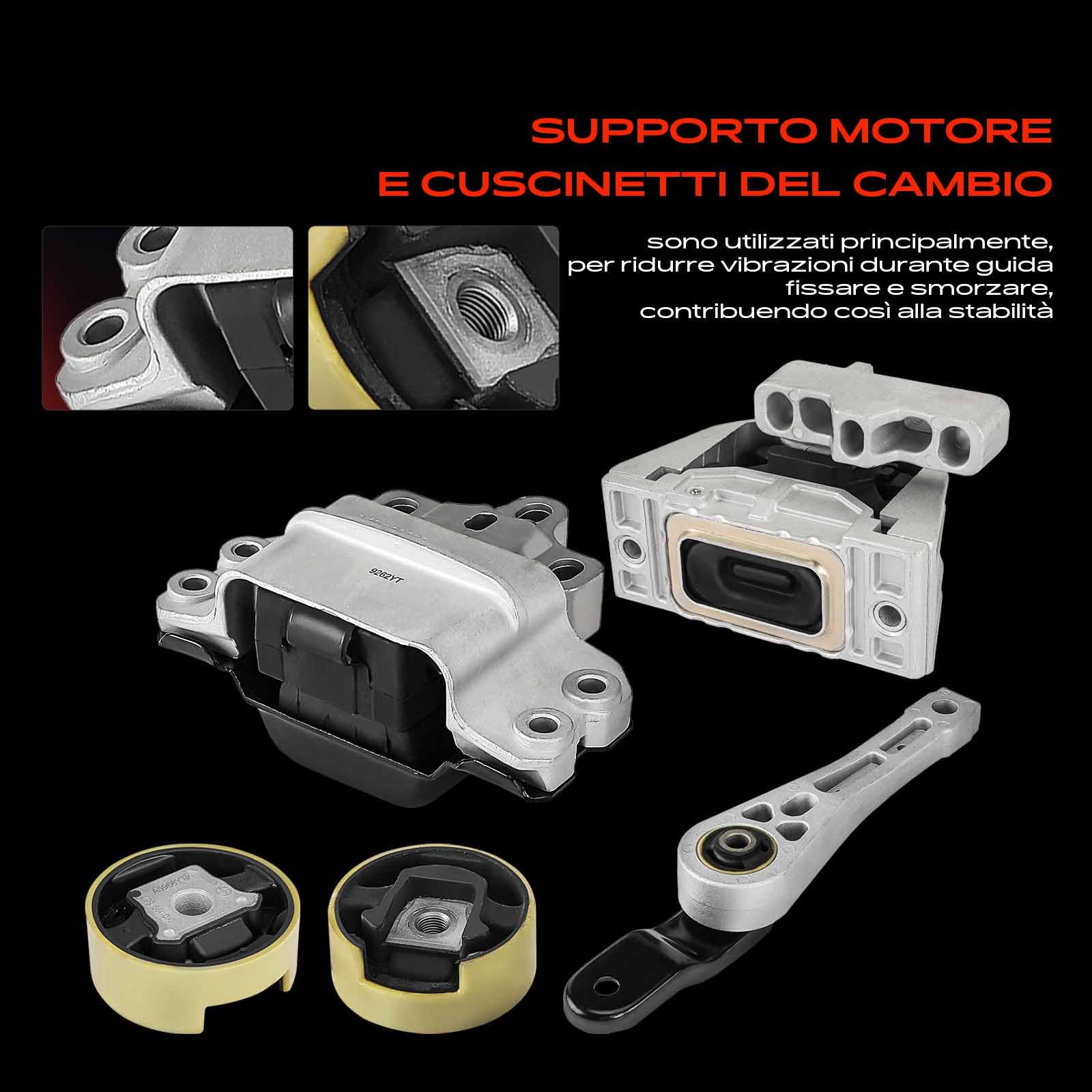 Frankberg 3 supporti motore + 1 supporto cambio + 1 supporto di supporto | 1K0199555Q 1K0199867; Compatibile con: Altaea XL 5P5 5P8, A3 8P1, Golf Plus 521 5M1, O.c.t.a.v.i.a II 1Z3, Superb II 3T4
