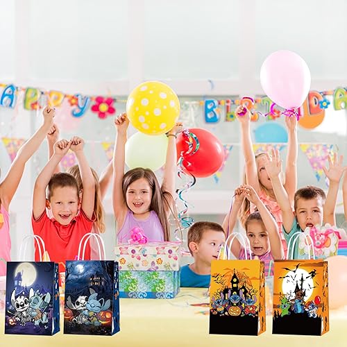 Miniatura 5 de XIAOMENGLY Bolsas de fiesta de Halloween con asas, Lilo Stitch de Halloween, suministros de fiesta de cumpleaños, suministros de decoración para