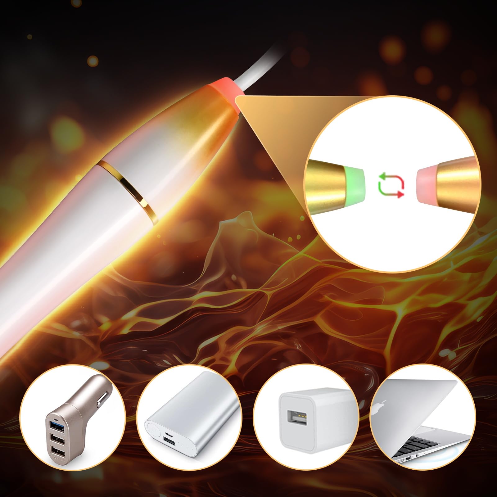 SXOVO Doppia Asta Riscaldante per Masturbatore Uomo Bastone Riscaldante per Vagina e Tunnel Anale Bastone Riscaldante USB a Temperatura Costante da 42°C Toys Sessuali per Uomini (Bianco)