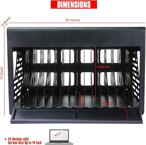 Miniatura 2 de Carrito de carga para 16 dispositivos, gabinete de almacenamiento portátil para iPads, tabletas, Chromebooks y laptop con bloqueo, múltiples
