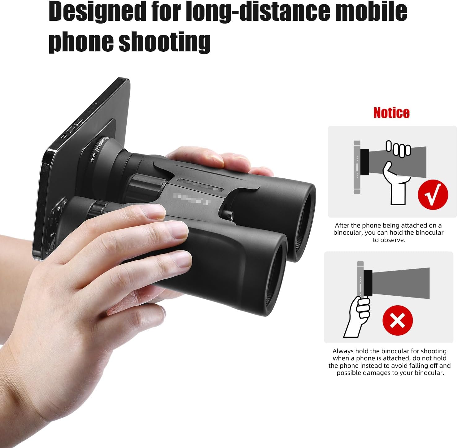 Cell Phone Photography Adapter for Binocular, Universal Smartphone Mount for Binocular,Capture Photos and Video Through Binocular, 2502