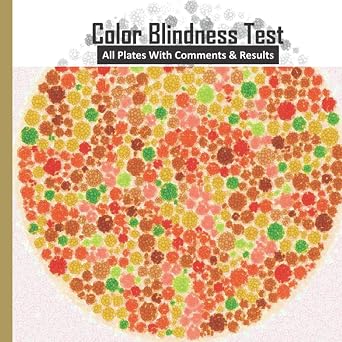 Color Blindness Test All plates with comments and results, Ishihara Charts, Color Deficiency testing plates.