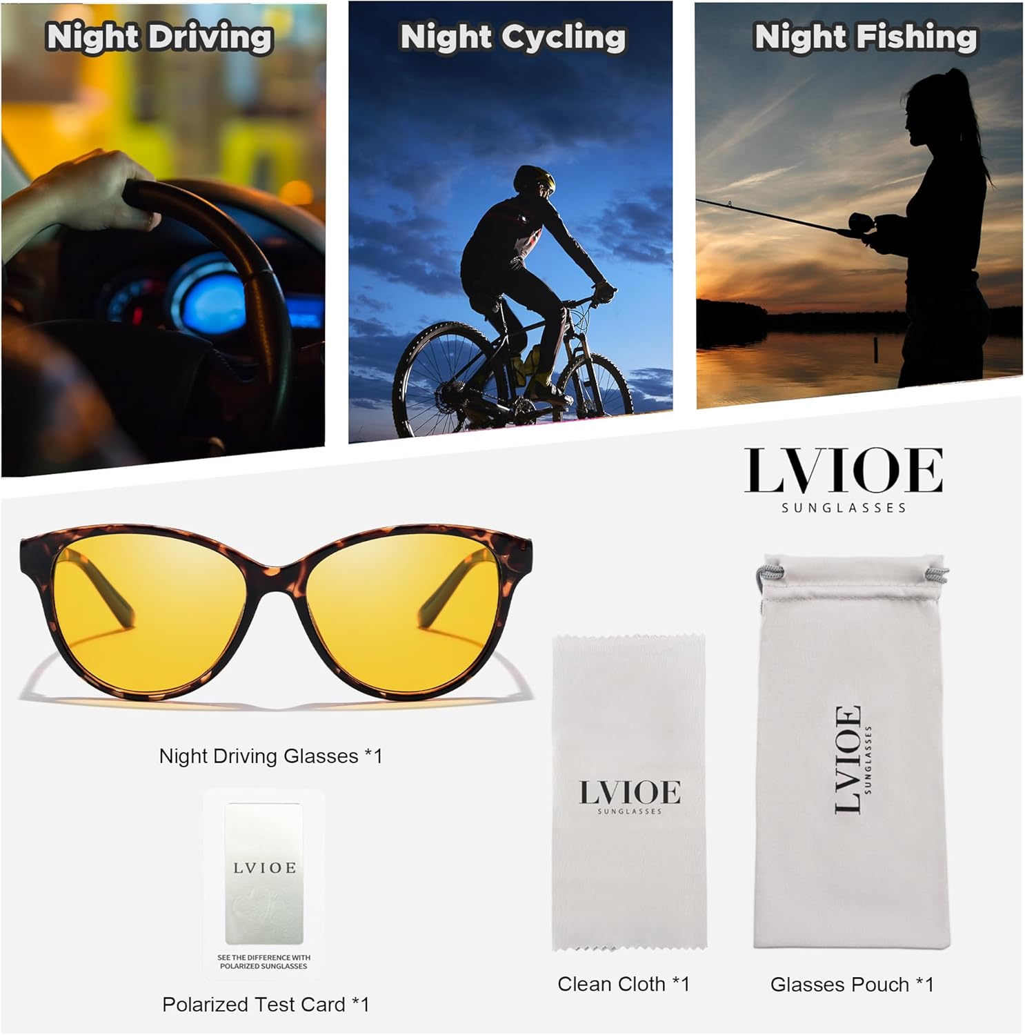 LVIOE Night Vision Glasses for Driving Women Men Yellow Glasses for Night Driving Anti Glare Polarized N8091 - Image 6