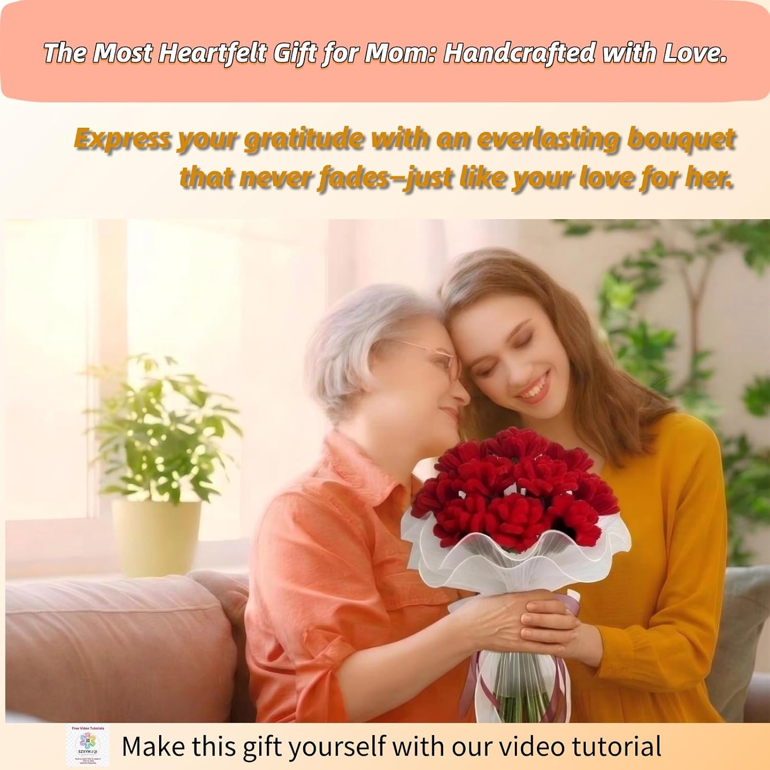 SZXYMUQI 500pcs Pipe Cleaners Craft Kit, 20 Stems DIY Carnation with Wave Gauze & Ribbon - Non Shedding Chenille Stems for Floral Arrangement - Mother's Day Bouquet Crafts for Adult Women