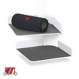 BRAINWAVZ 2-Pack 8” Corner Floating Shelf for Speakers, Books, Decor, Plants, Cameras, Photos, Kitchen, Bathroom, Routers & More Universal Small Holder Acrylic Wall Shelves (White)