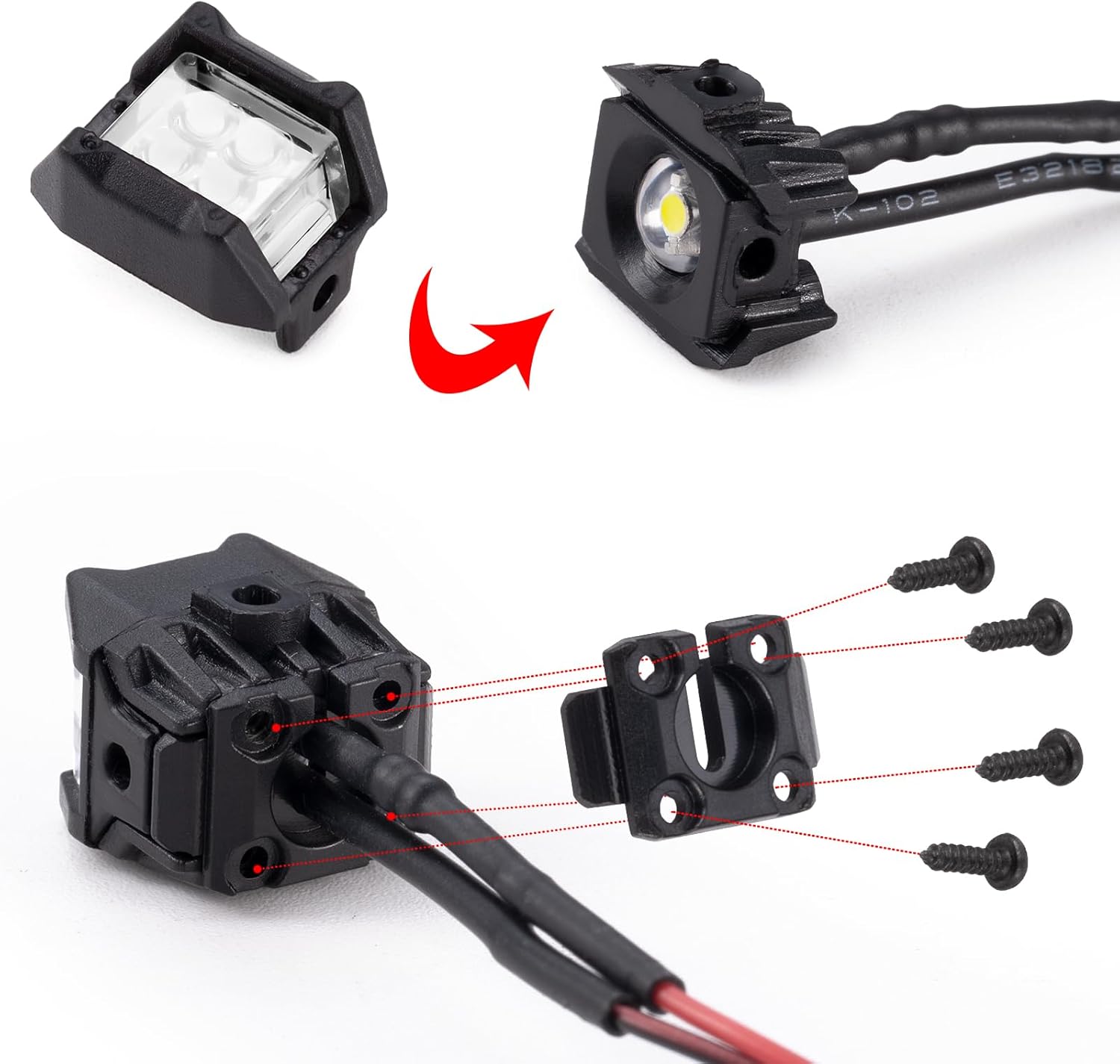 RC LED Lights Front Light Headlight 12mm Upgrade Parts for 1/10 Axial SCX10 90046 TRX4 TRX6 RC Crawler Car Accessories (White)