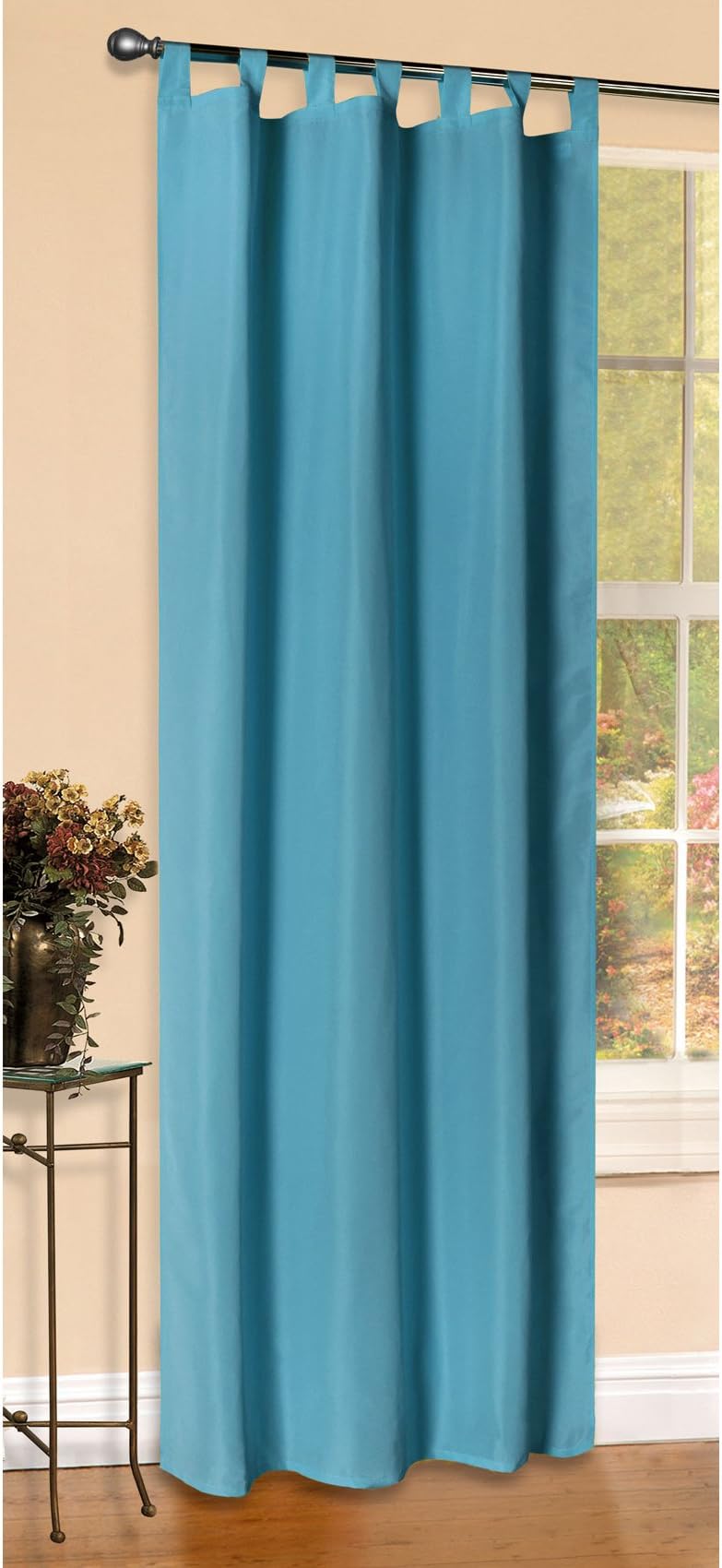 Gardinenbox Opaque Curtains, Matte plain curtains with Eyelets. From elegant micro satin fibre fabric. 20400, turquoise, 245 x 140 cm