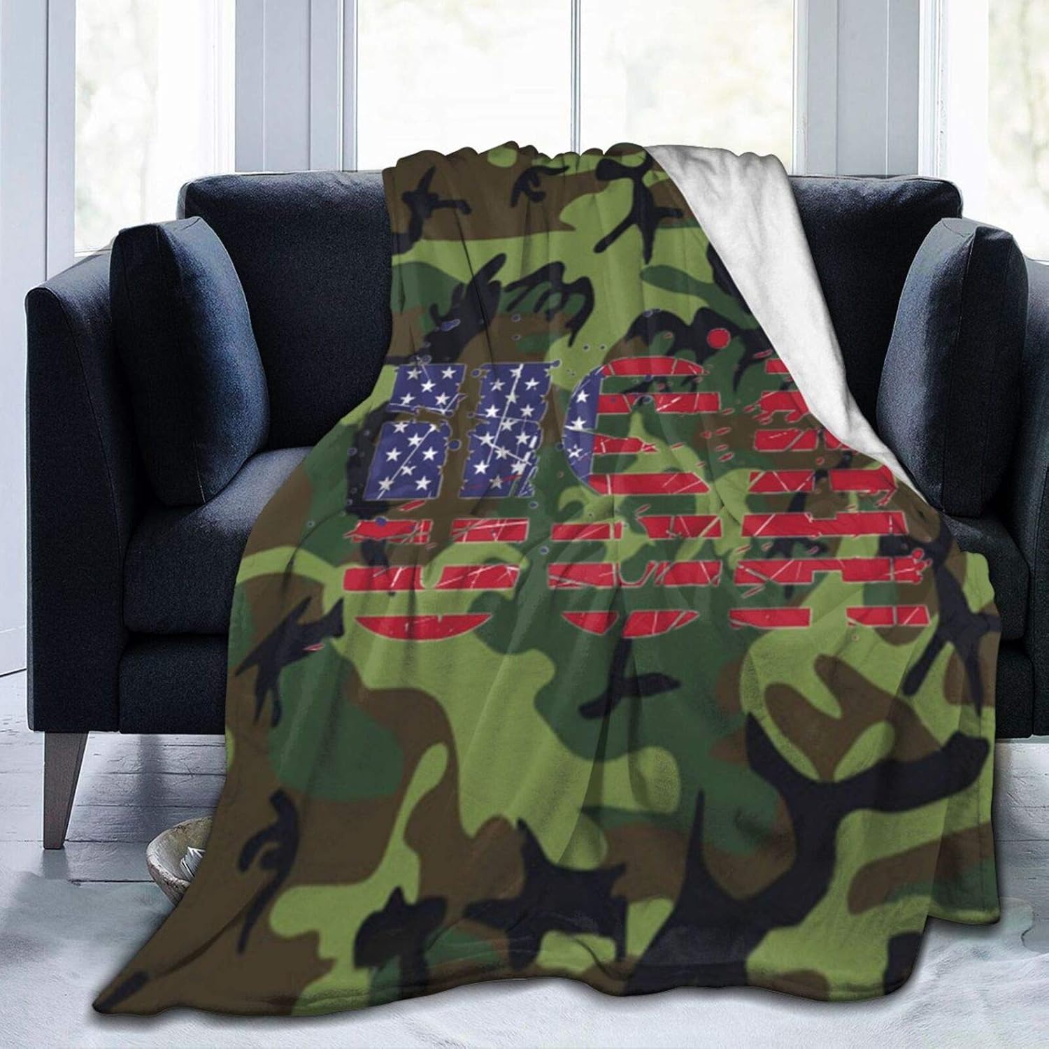 American Flag Throw Blanket,Warm Fleece Blanket for Living
