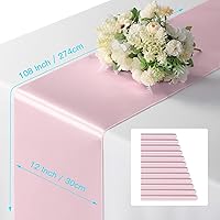 Vista 10 de Manyshofu 12Pcs Satin Orange Table Runner - 12 x 72 Inch Long Size, Party Table Runner Decor Bright & Smooth Wedding Decorations Table Runners for